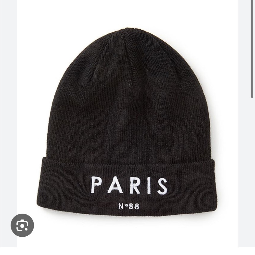 Help Me Find this Black and White Knit Beanie Hat with Paris Text